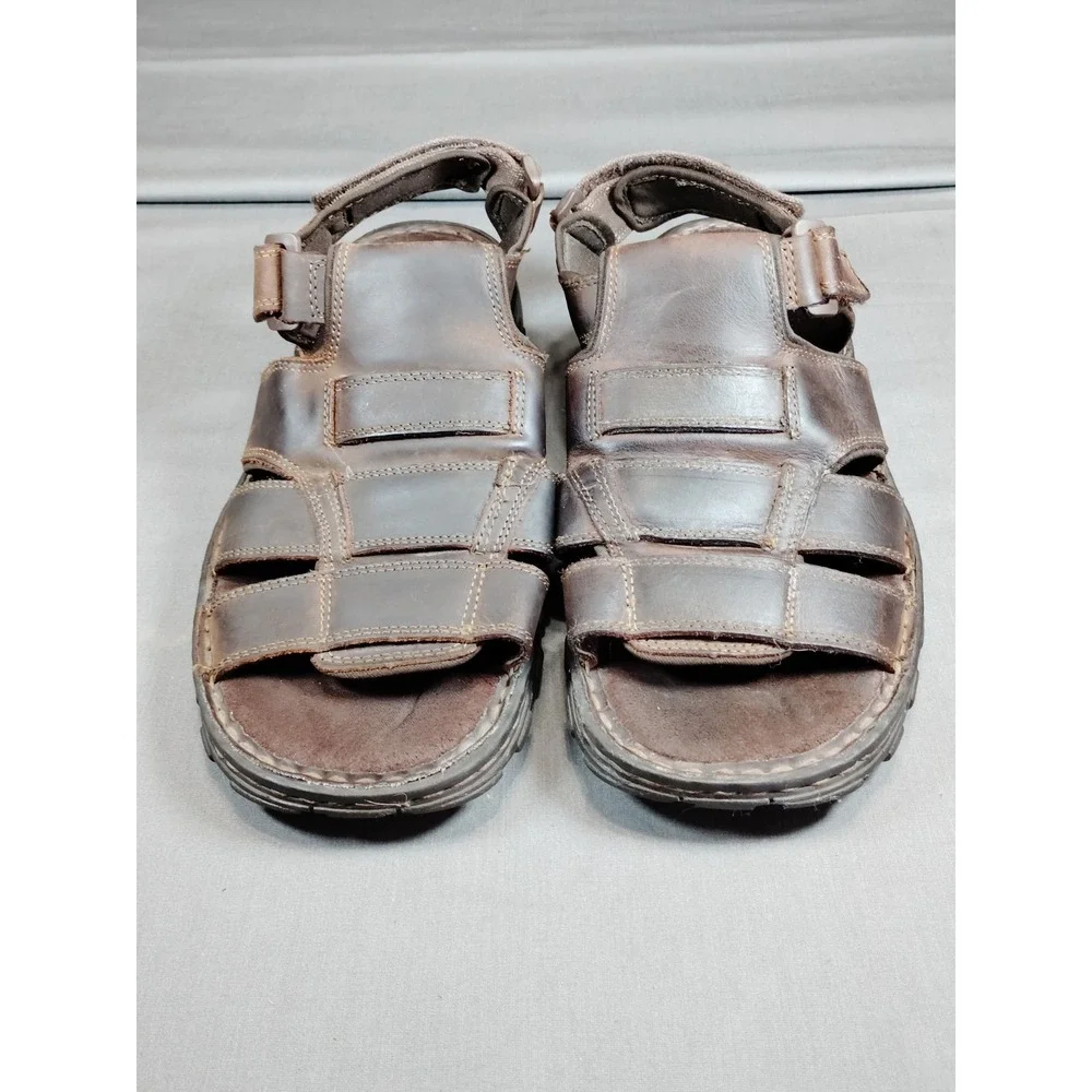 Skechers Men 12 Fisherman Sandals Brown Leather Old Money Open Toe #60847 2010